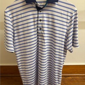 Greyson Golf Polo Striped Blue and White